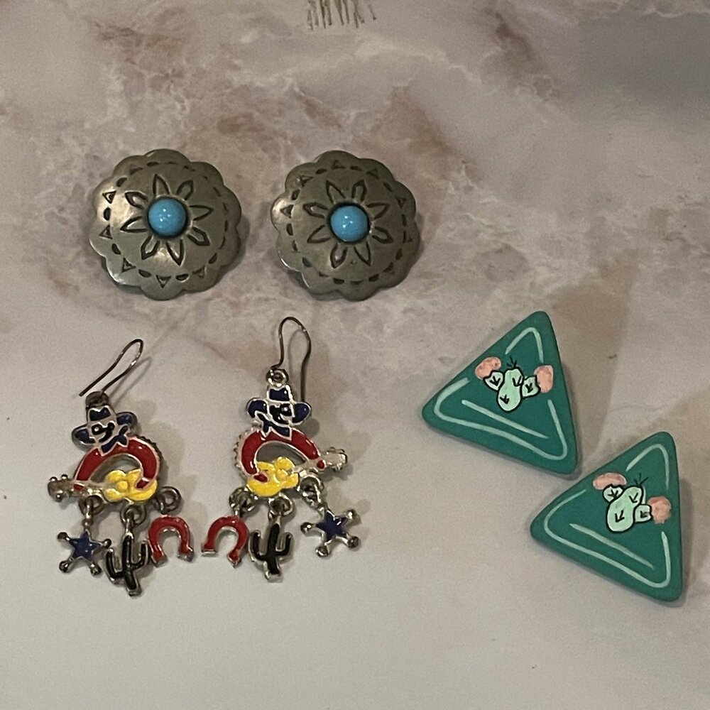🌵 Southwest/Western Earring Set - Lot of 3 🤠
